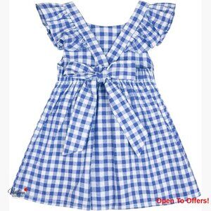 Polyester Toddler Girls Plaid Dress Flutter Sleeve A-Line Knee-Length